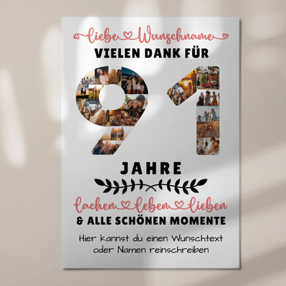 Personalisiertes Fotoboard Magnet Poster 91 Geburtstag Für Opa Oma Papa & Mama