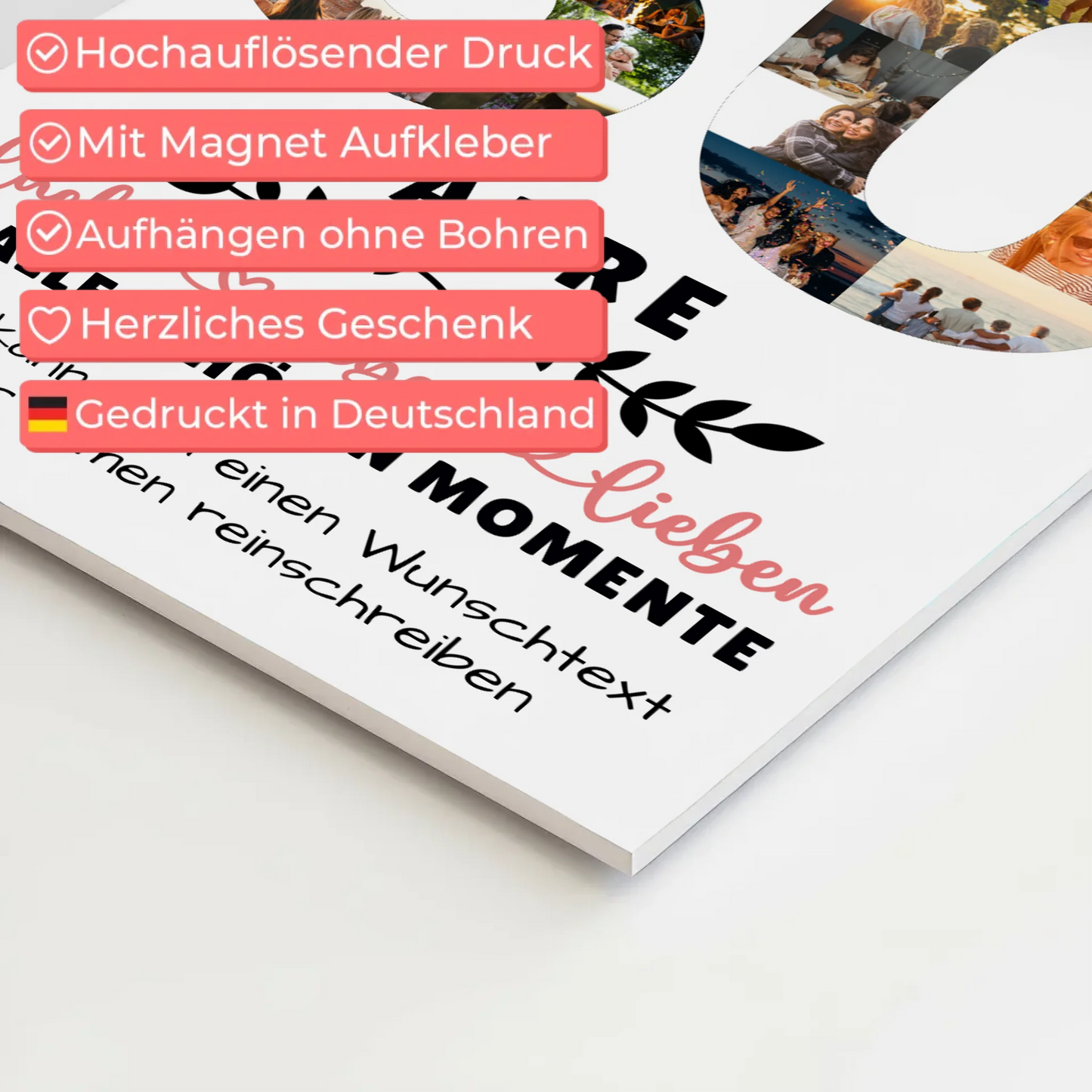 Personalisiertes Magnet Fotoboard 80 Geburtstag Für Oma Opa Mama & Papa