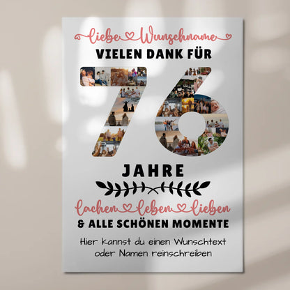 Personalisiertes Fotoboard Magnet Wandbild 76 Geburtstag Für Papa Mama Oma & Opa