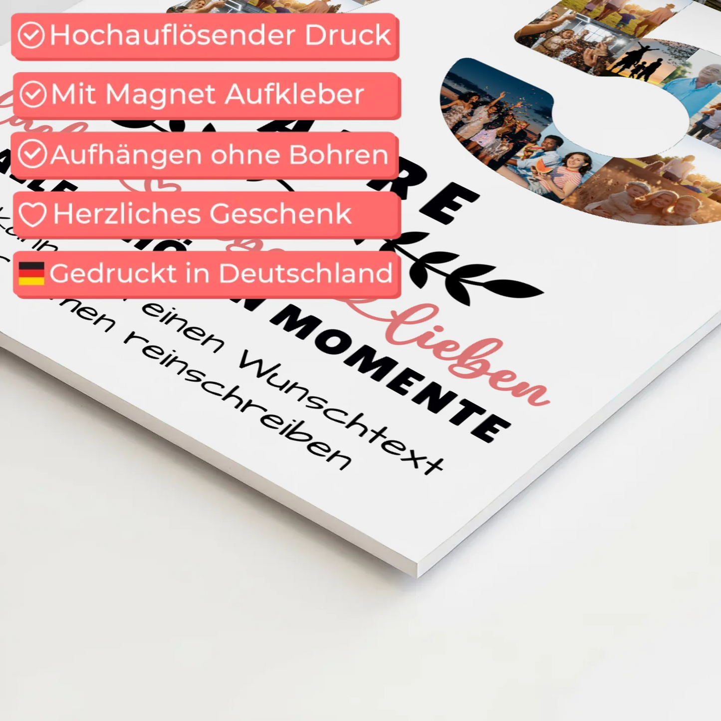 Personalisiertes Fotoboard Magnet Wandbild 75 Geburtstag Für Mama Papa Oma & Opa