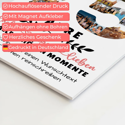 Personalisiertes Fotoboard Magnet Wandbild 75 Geburtstag Für Mama Papa Oma & Opa