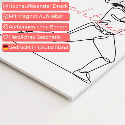Personalisiertes Fotoboard Magnetisch Lineart Baseball Geschenk Tochter & Schwester