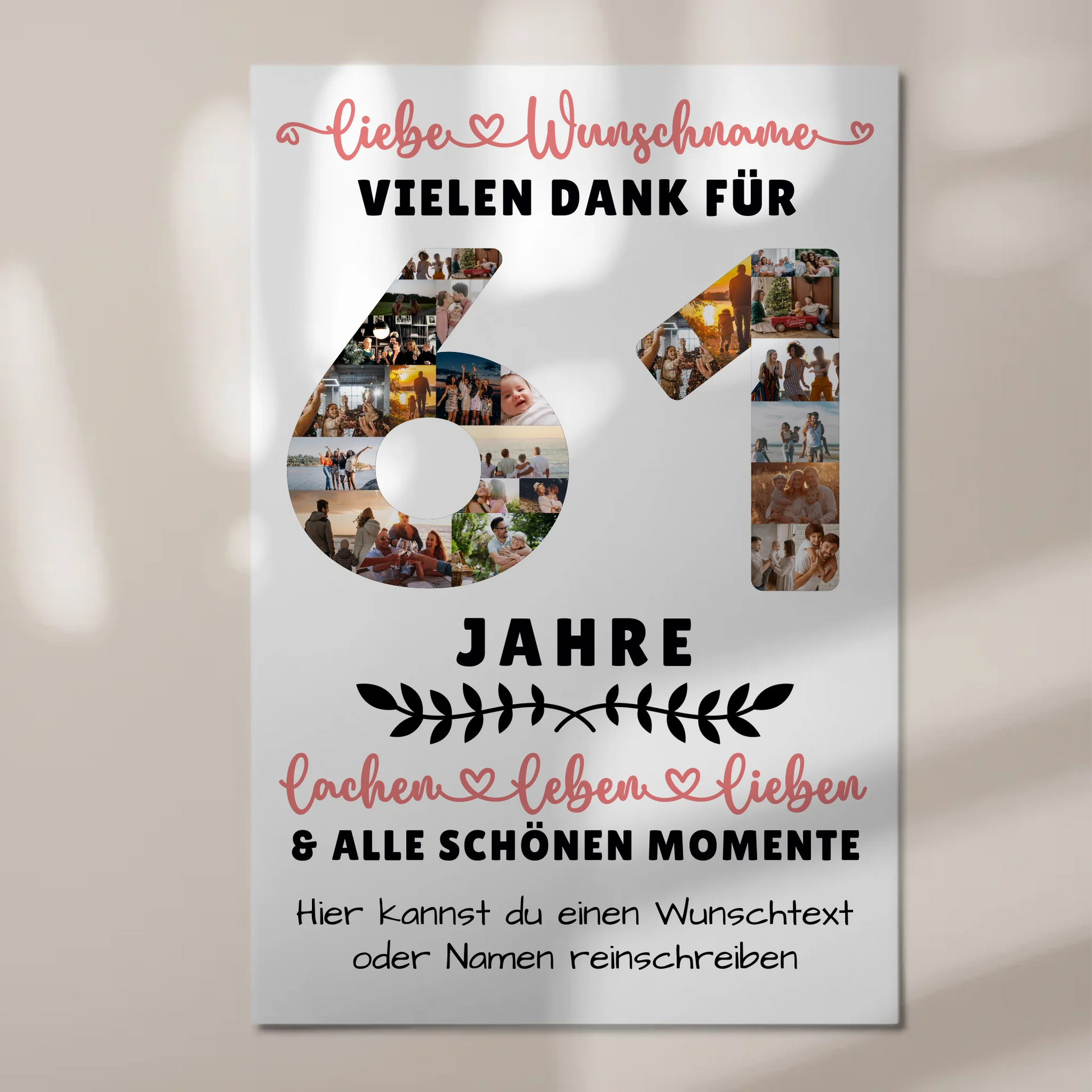 Personalisiertes Fotoboard Magnet Poster 61 Geburtstag Für Papa Mama Bruder & Schwester 1