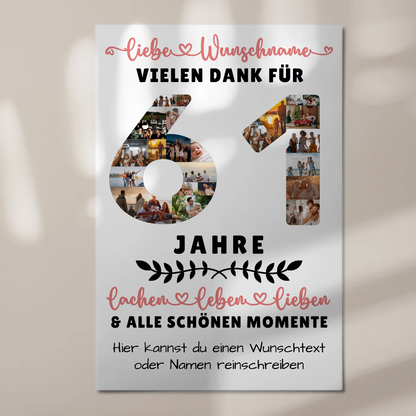 Personalisiertes Fotoboard Magnet Poster 61 Geburtstag Für Papa Mama Bruder & Schwester 1