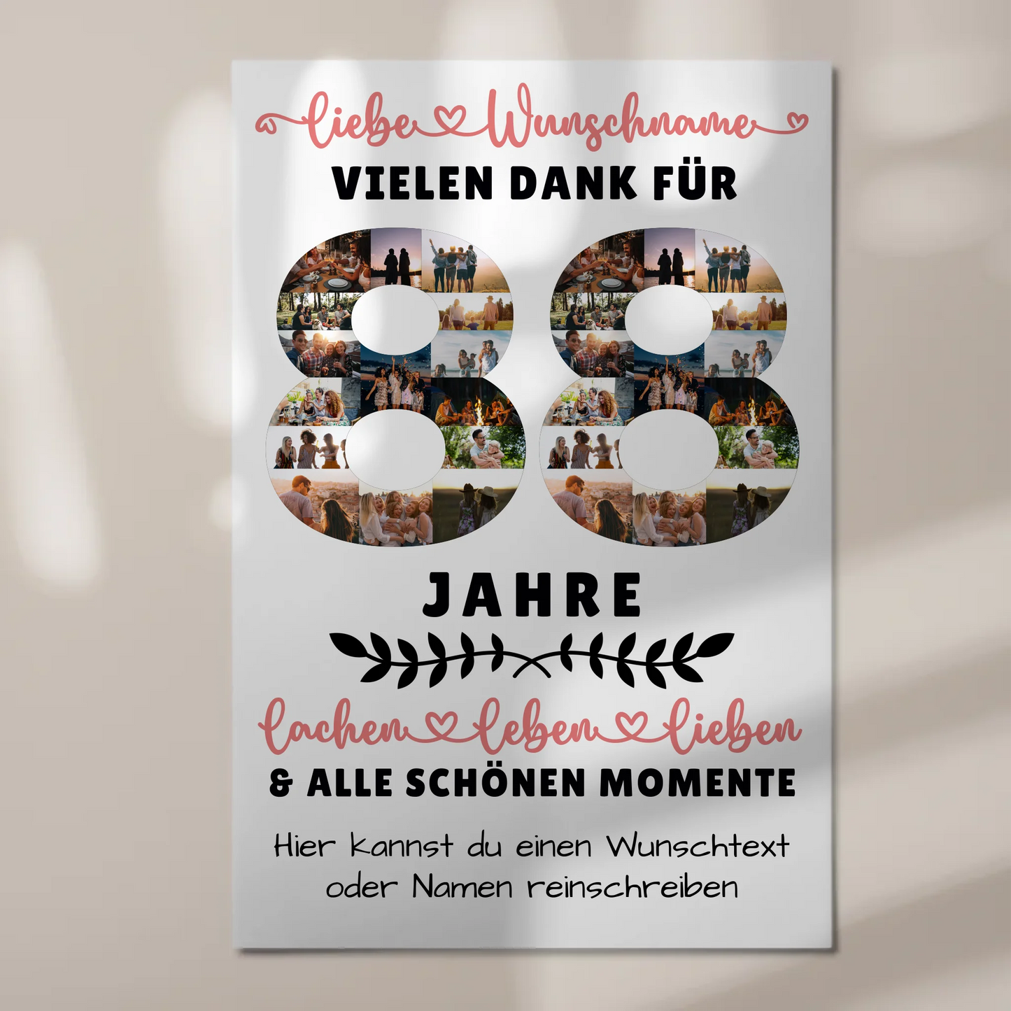 Personalisiertes Fotoboard Magnet Wandbild 88 Geburtstag Für Oma Opa Mama & Papa