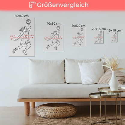 Lineart Fotoboard Magnetisch Personalisiert Basketball Geschenk Tochter & Schwester