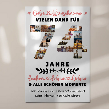 Personalisiertes Magnet Fotoboard 74 Geburtstag Für Papa Mama Oma & Opa 1
