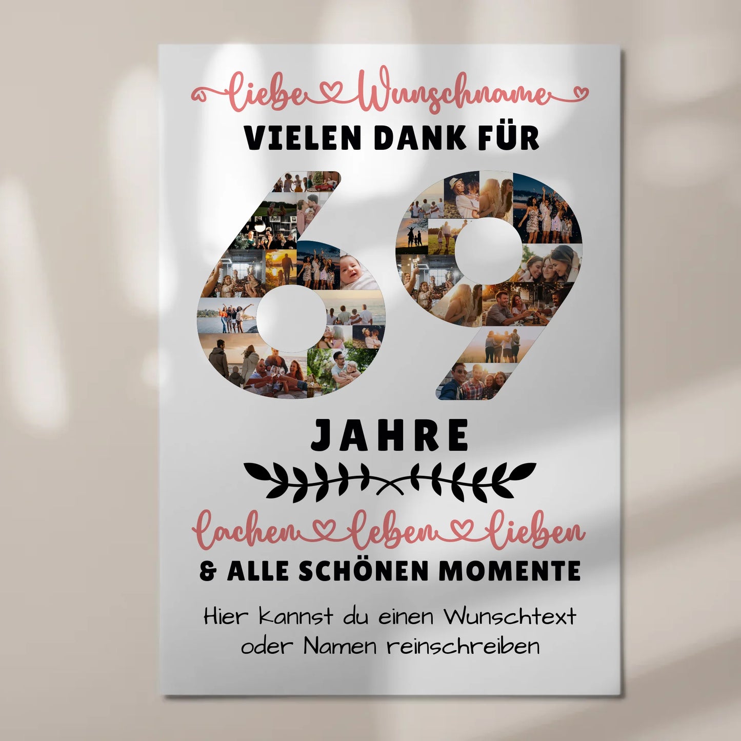 Personalisiertes Fotoboard Magnet Wandbild 69 Geburtstag Für Mama Papa Oma & Opa 7