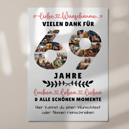 Personalisiertes Fotoboard Magnet Wandbild 69 Geburtstag Für Mama Papa Oma & Opa 7