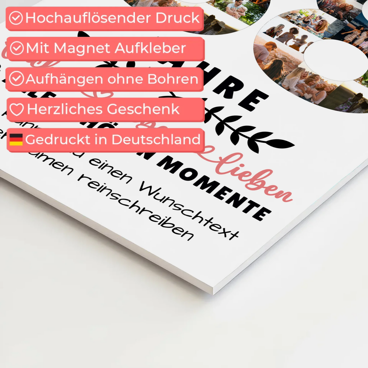 Personalisiertes Fotoboard Magnet Wandbild 88 Geburtstag Für Oma Opa Mama & Papa