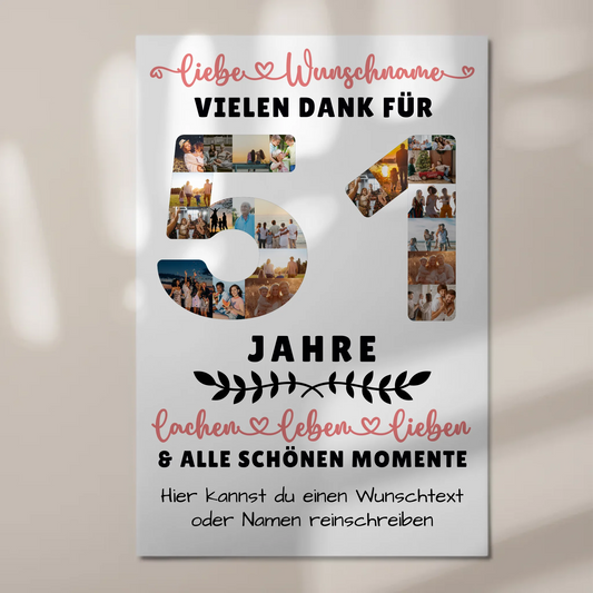Personalisiertes Fotoboard Magnet Wandbild 51 Geburtstag Für Schwester Bruder Papa & Mama 1
