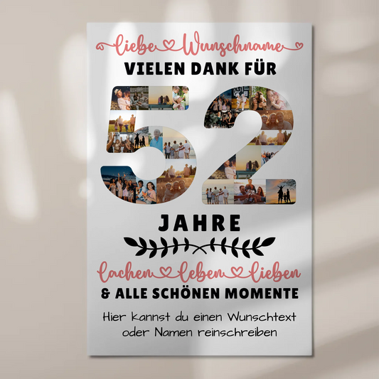 Personalisiertes Fotoboard Magnet Wandbild 52 Geburtstag Für Mama Papa Schwester & Bruder 1