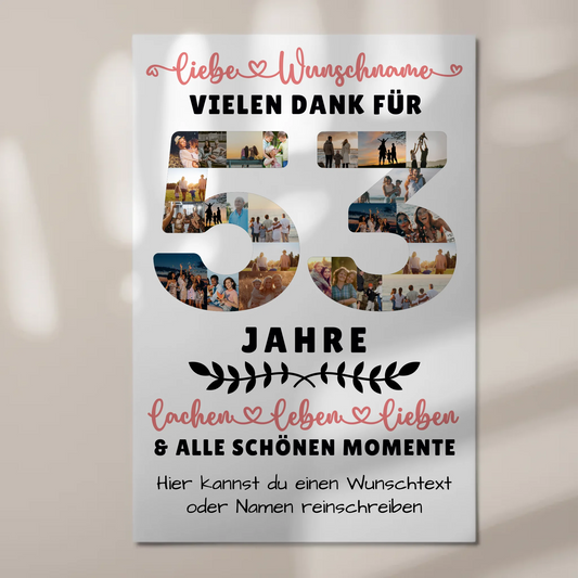 Personalisiertes Fotoboard 53 Geburtstag Für Papa Mama Schwester & Bruder 1