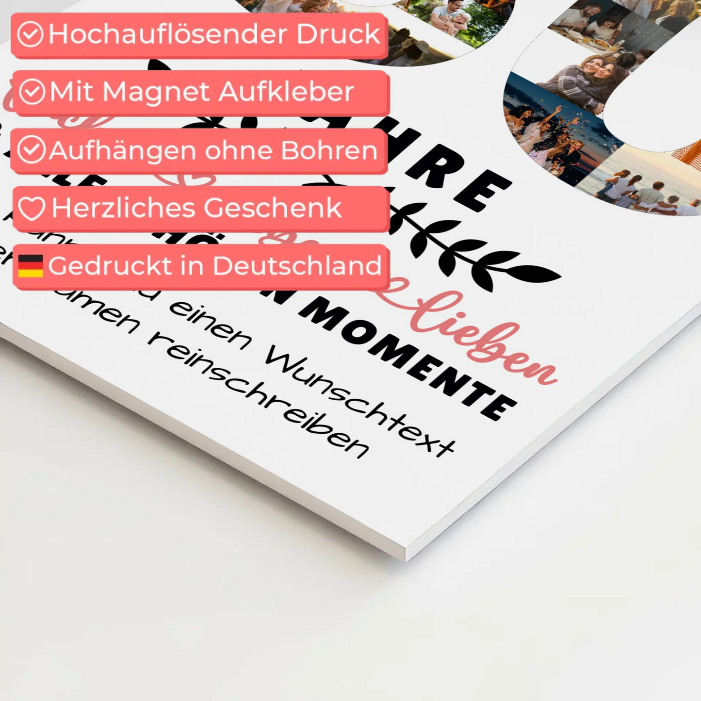 Personalisiertes Magnet Fotoboard 80 Geburtstag Für Oma Opa Mama & Papa