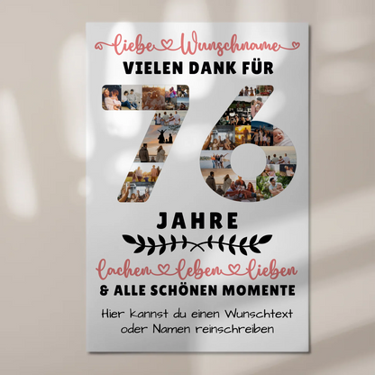 Personalisiertes Fotoboard Magnet Wandbild 76 Geburtstag Für Papa Mama Oma & Opa