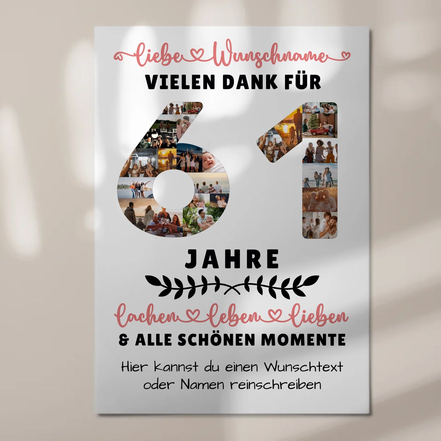 Personalisiertes Fotoboard Magnet Poster 61 Geburtstag Für Papa Mama Bruder & Schwester 7