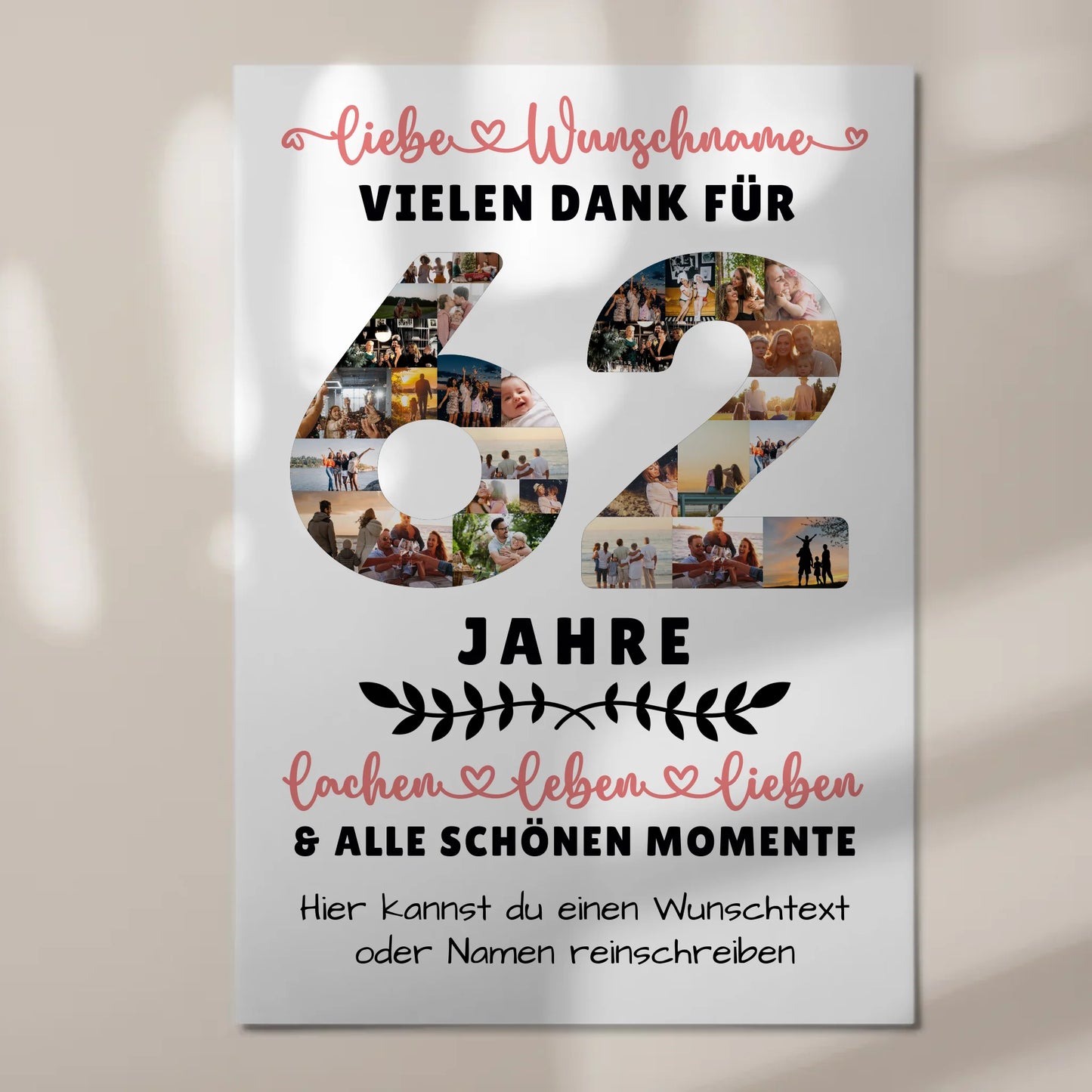 Personalisiertes Magnet Fotoboard 62 Geburtstag Für Bruder Schwester Papa & Mama 7