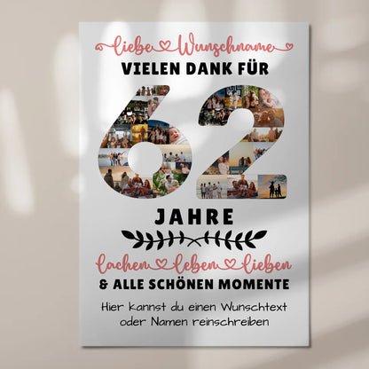 Personalisiertes Magnet Fotoboard 62 Geburtstag Für Bruder Schwester Papa & Mama 7