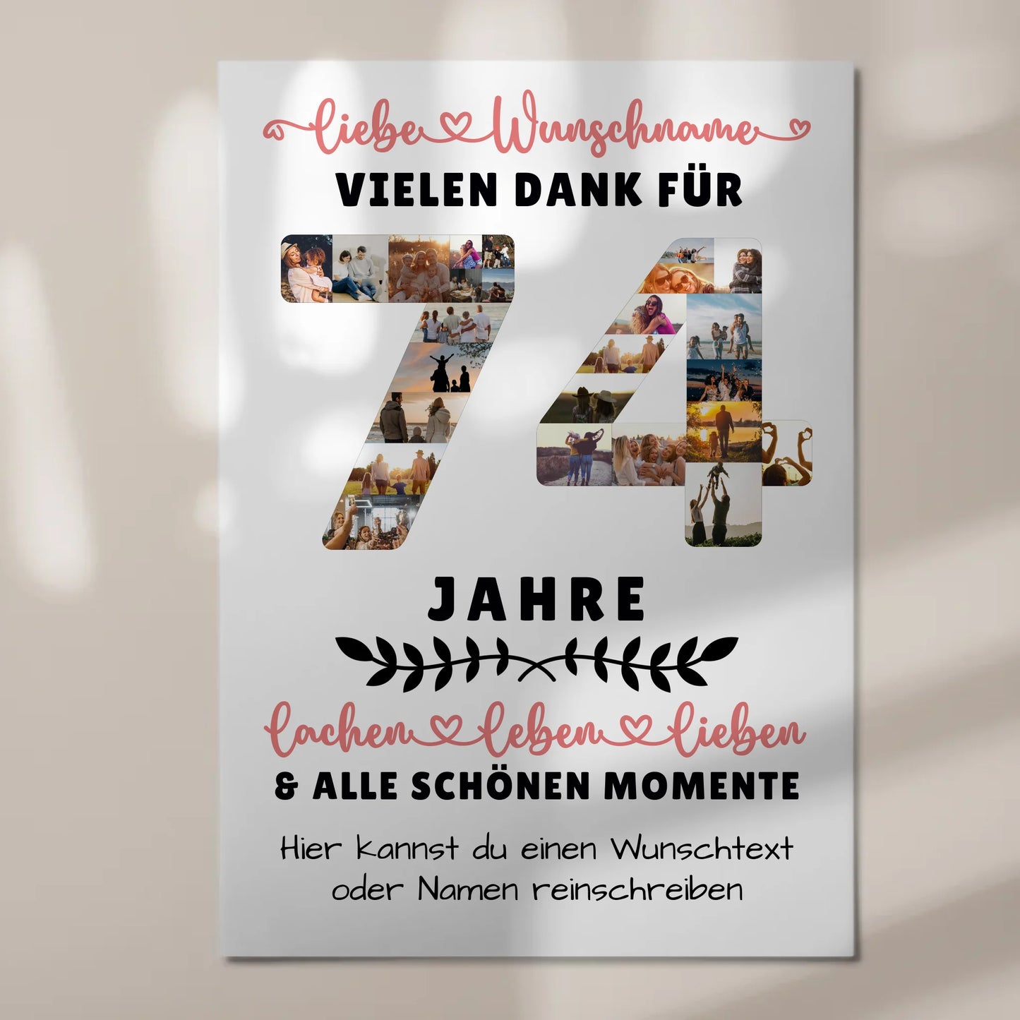 Personalisiertes Magnet Fotoboard 74 Geburtstag Für Papa Mama Oma & Opa 7