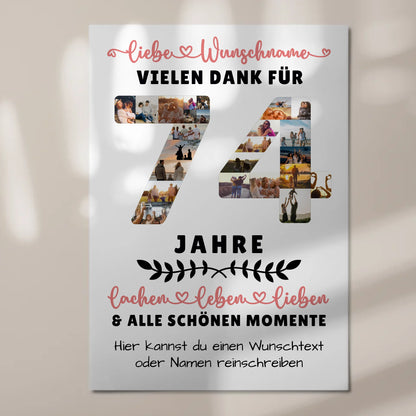 Personalisiertes Magnet Fotoboard 74 Geburtstag Für Papa Mama Oma & Opa 7