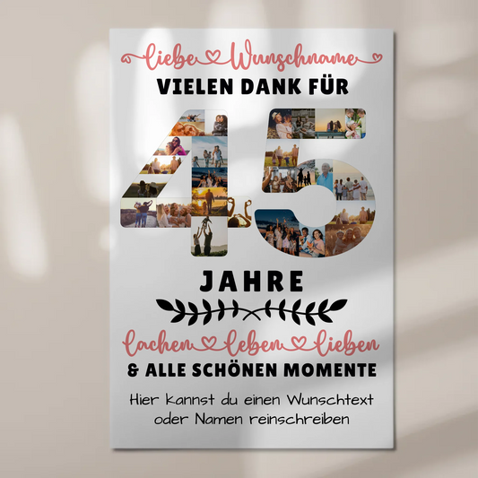 Personalisiertes Fotoboard Magnet Wandbild 45 Geburtstag Für Mama Papa Schwester & Bruder 1