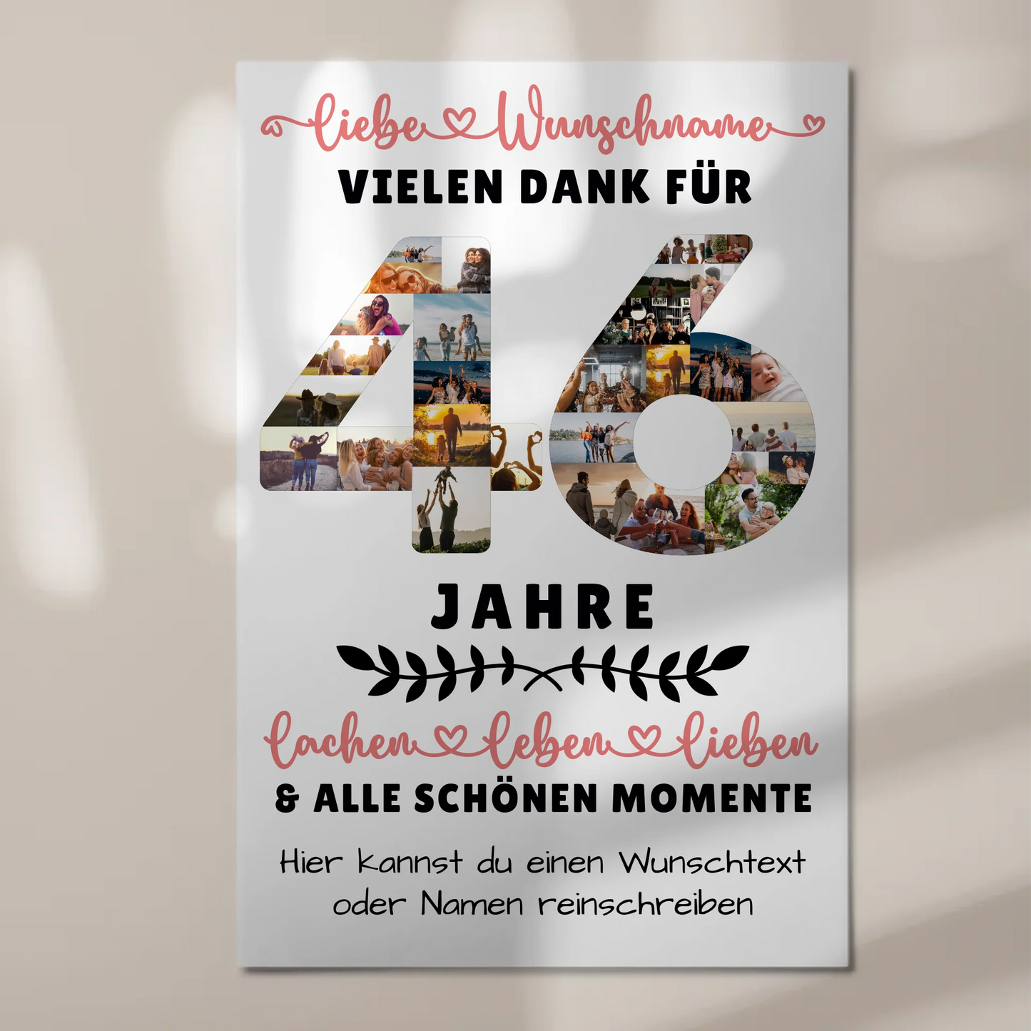 Personalisiertes Fotoboard Magnet Wandbild 46 Geburtstag Für Papa Mama Schwester & Bruder 1
