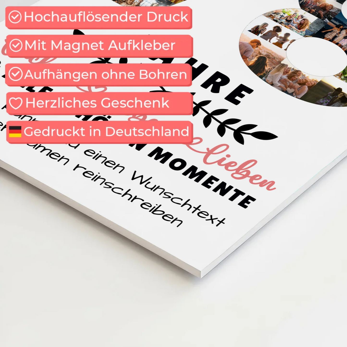 Personalisiertes Fotoboard Magnetisch 78 Geburtstag Für Papa Mama Oma & Opa