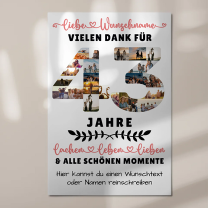 Personalisiertes Fotoboard Magnet Poster 43 Geburtstag Für Schwester Bruder Mama & Papa 1