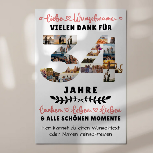 Personalisiertes Fotoboard Magnet Wandbild 34 Geburtstag Für Tochter Sohn Schwester Bruder Nichte & Neffe 1