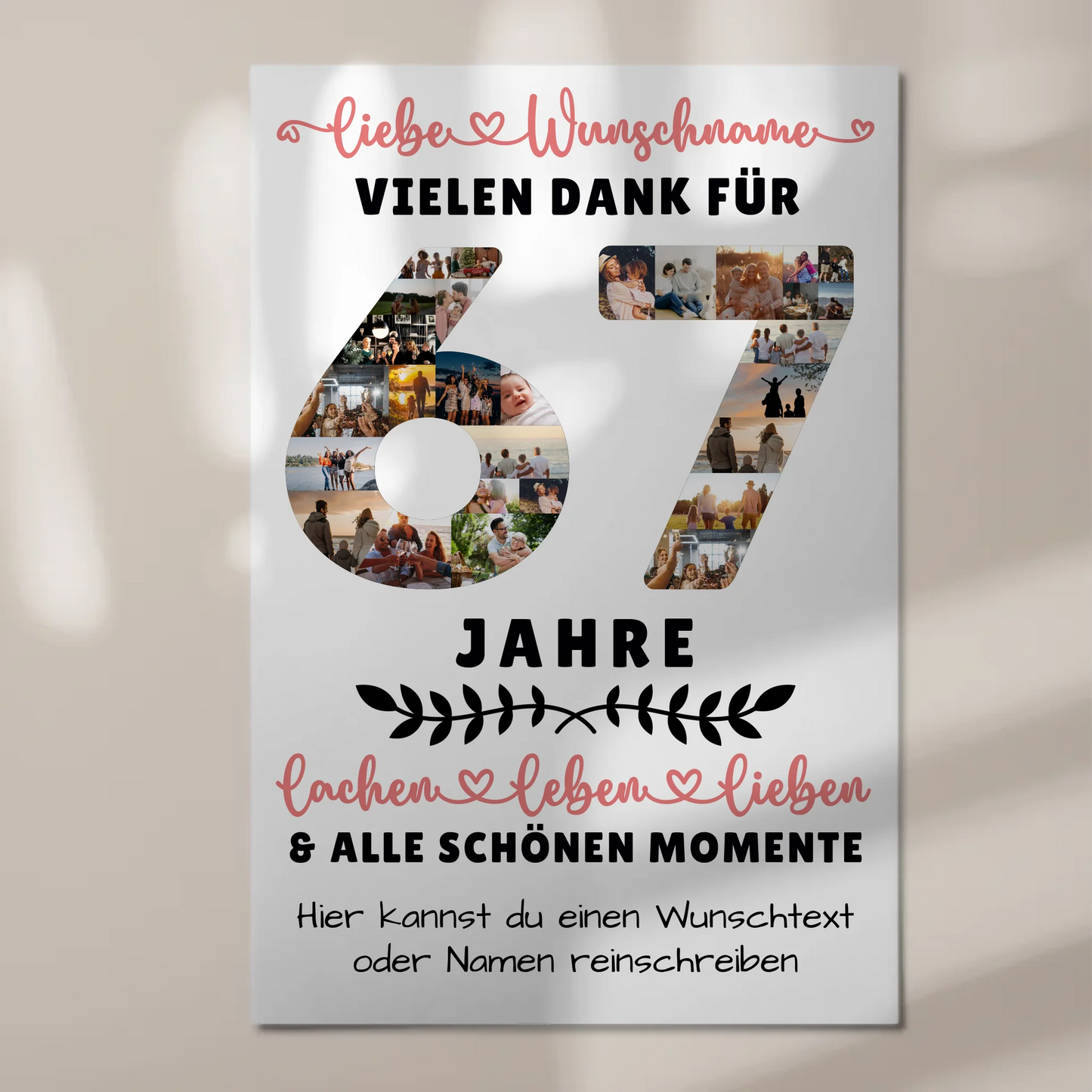 Personalisiertes Fotoboard Magnet Poster 67 Geburtstag Für Papa Mama Schwester & Bruder