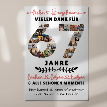 Personalisiertes Fotoboard Magnet Poster 67 Geburtstag Für Papa Mama Schwester & Bruder