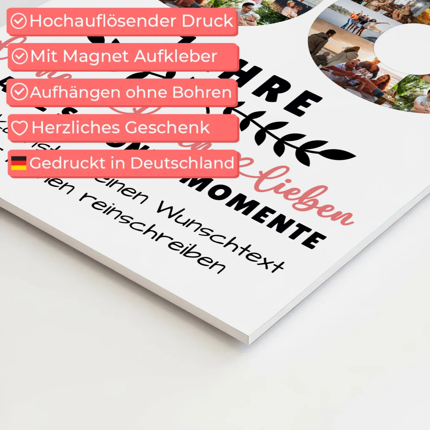 Personalisiertes Fotoboard Magnetisch 66 Geburtstag Für Mama Papa Schwester & Bruder