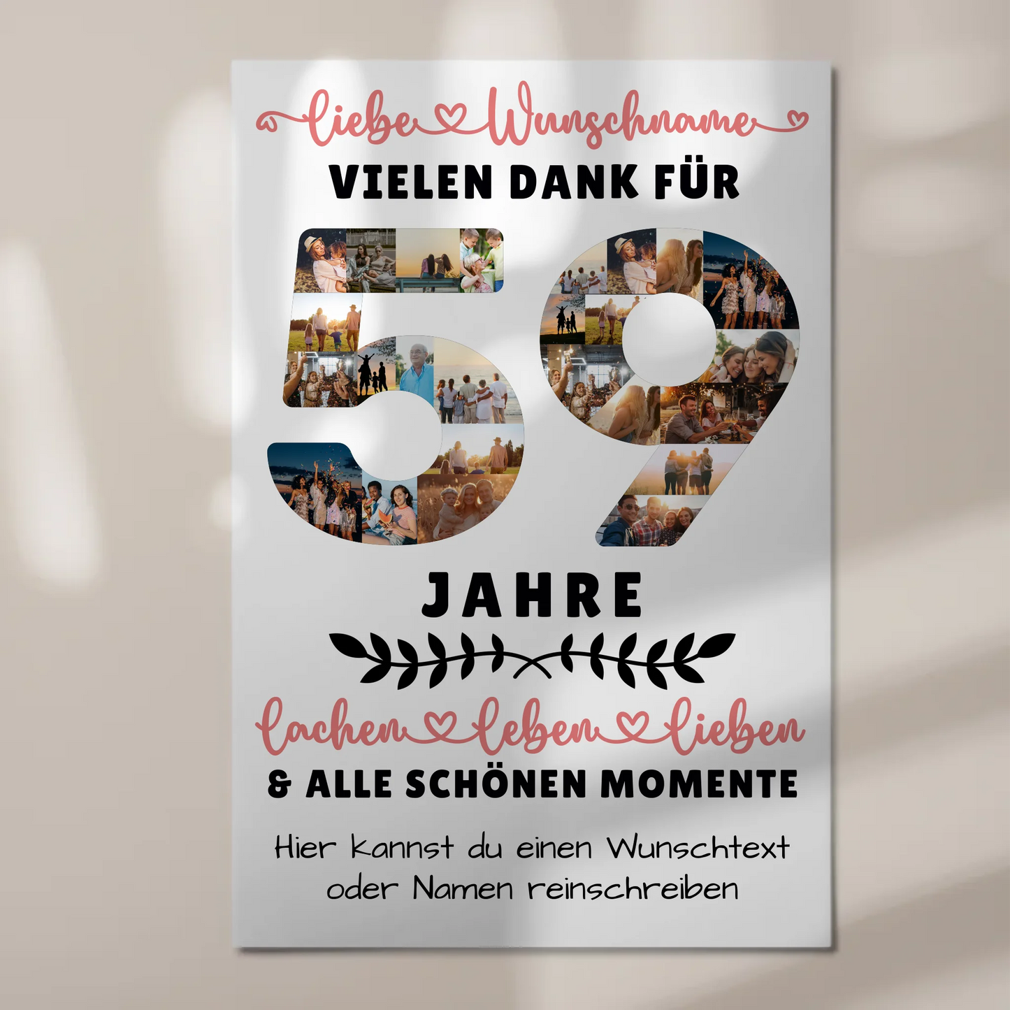 Personalisiertes Fotoboard 59 Geburtstag Für Mama Papa Schwester & Bruder