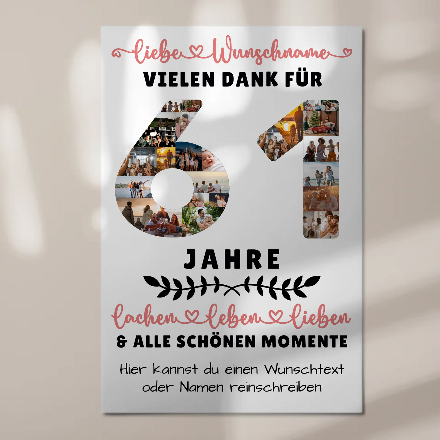 Personalisiertes Fotoboard Magnet Poster 61 Geburtstag Für Papa Mama Bruder & Schwester