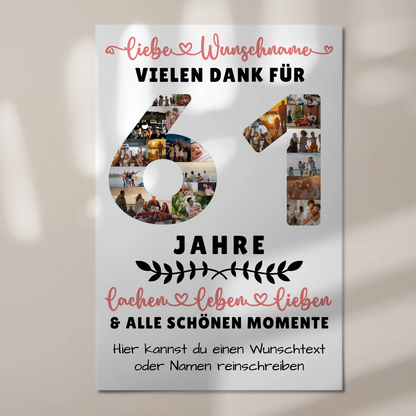 Personalisiertes Fotoboard Magnet Poster 61 Geburtstag Für Papa Mama Bruder & Schwester