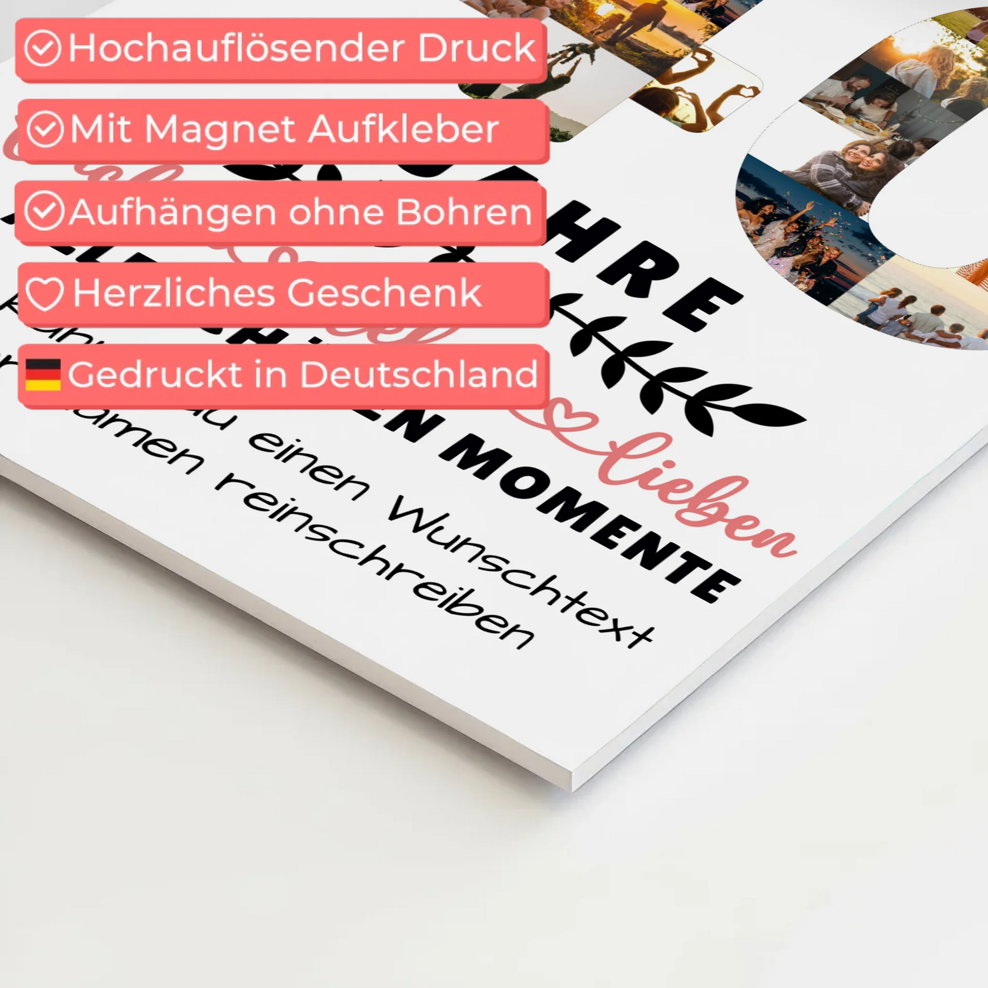 Personalisiertes Fotoboard Magnet Wandbild 40 Geburtstag Für Papa Mama Bruder & Schwester 4