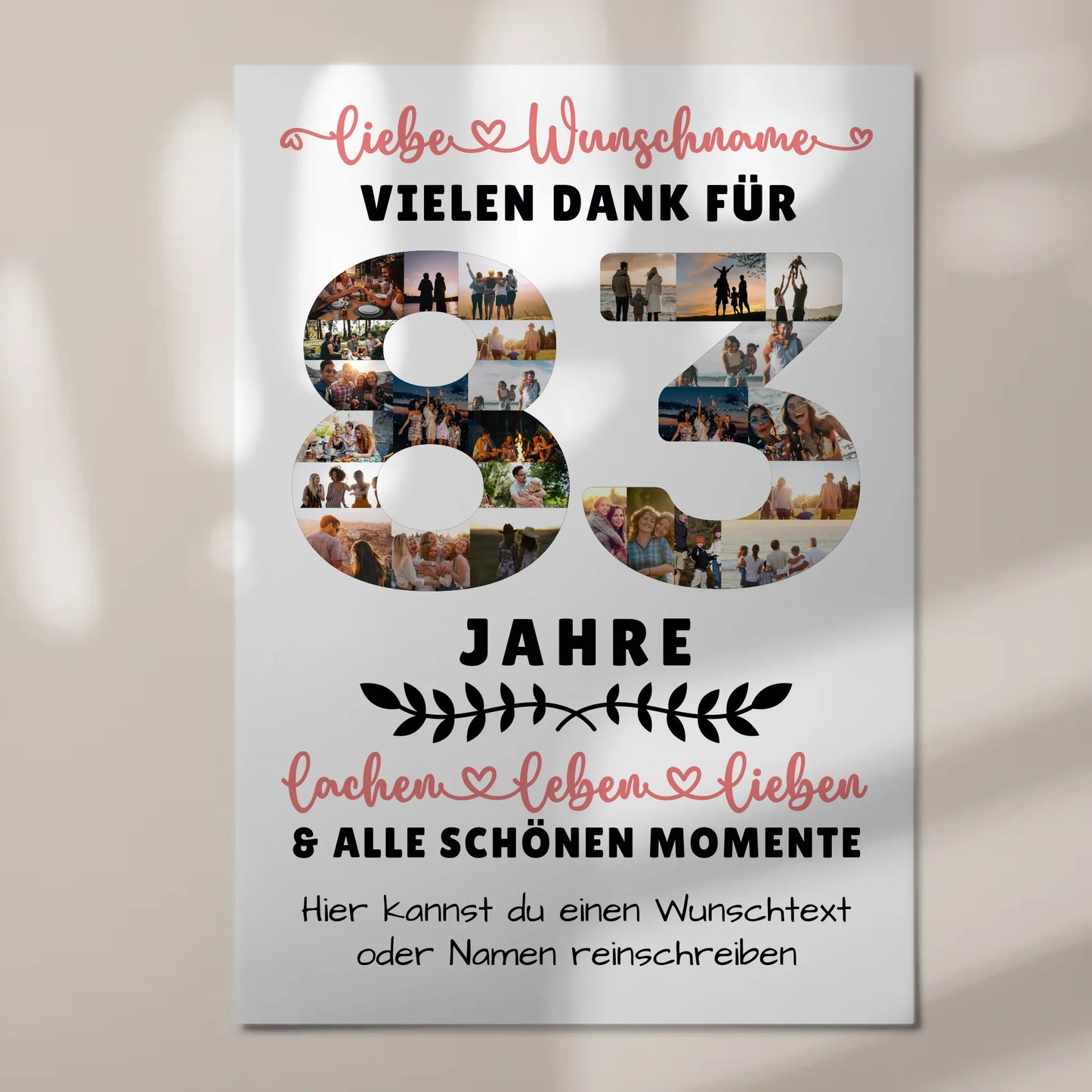 Personalisiertes Fotoboard 83 Geburtstag Für Opa Oma Papa & Mama