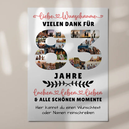 Personalisiertes Fotoboard 83 Geburtstag Für Opa Oma Papa & Mama