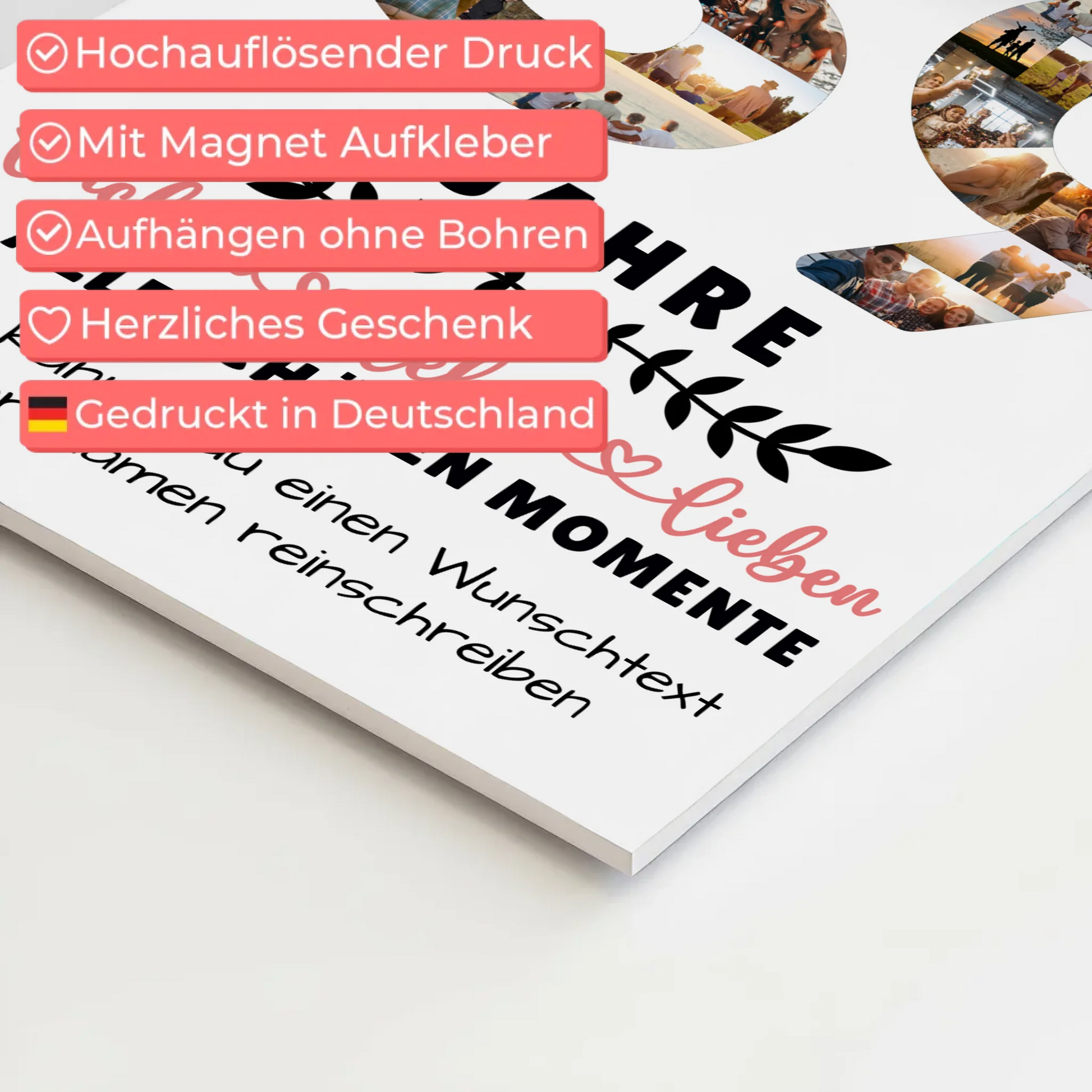 Personalisiertes Fotoboard Magnet Wandbild 39 Geburtstag Für Papa Mama Schwester & Bruder 4