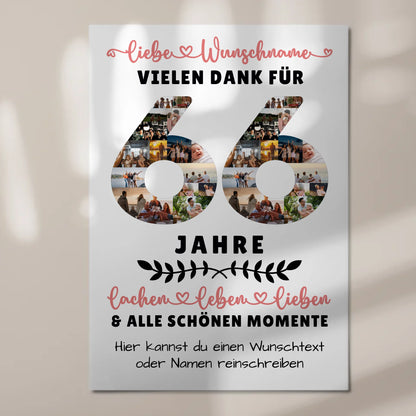 Personalisiertes Fotoboard Magnetisch 66 Geburtstag Für Mama Papa Schwester & Bruder