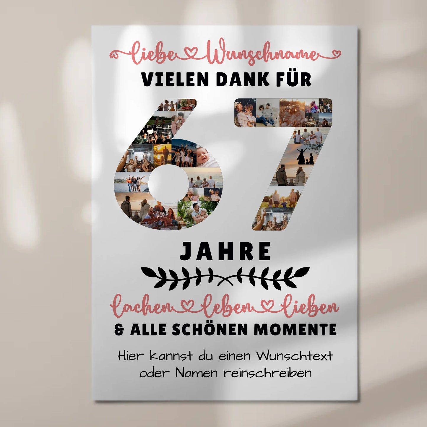 Personalisiertes Fotoboard Magnet Poster 67 Geburtstag Für Papa Mama Schwester & Bruder