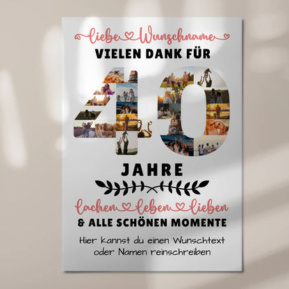 Personalisiertes Fotoboard Magnet Wandbild 40 Geburtstag Für Papa Mama Bruder & Schwester 7