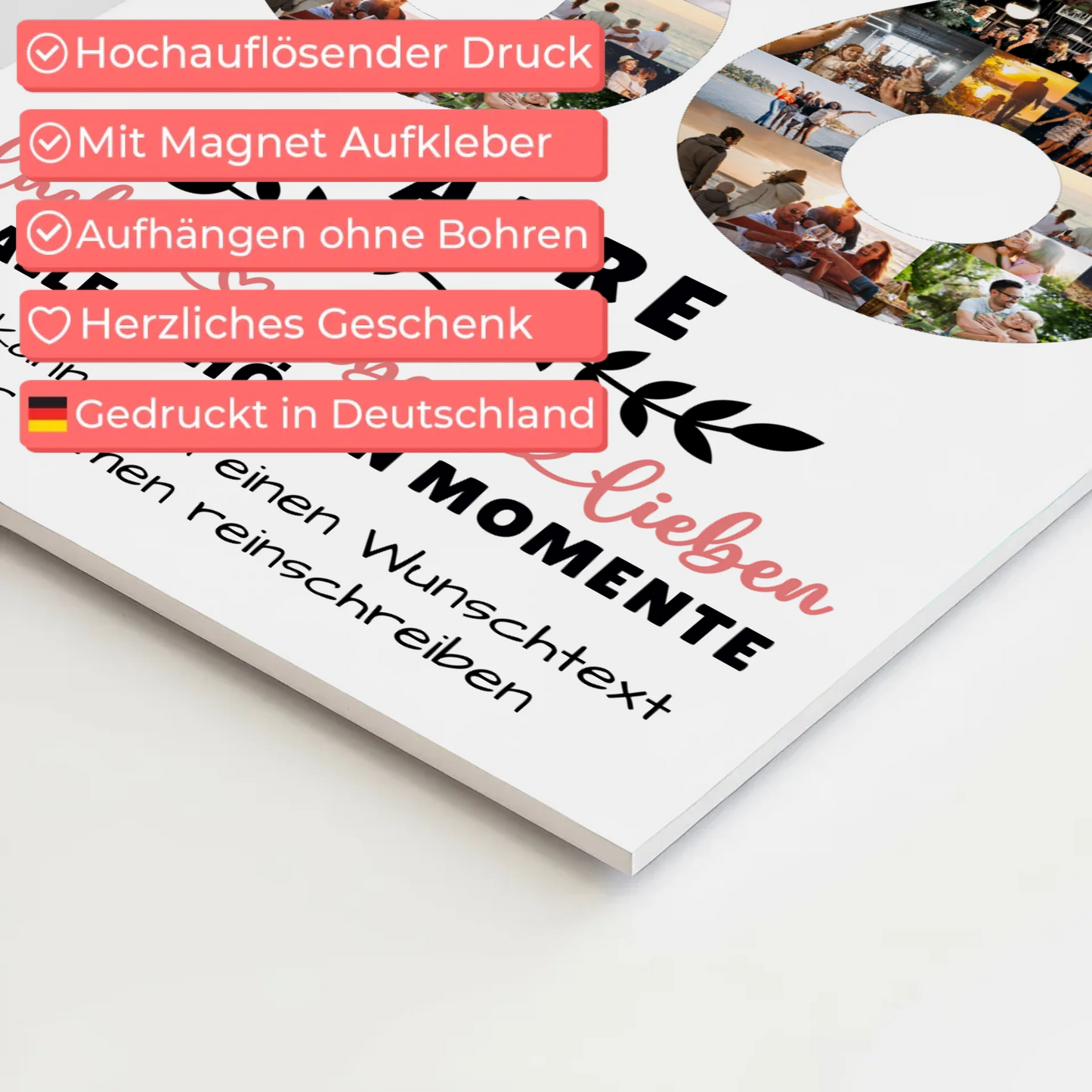 Personalisiertes Fotoboard Magnetisch 66 Geburtstag Für Mama Papa Schwester & Bruder