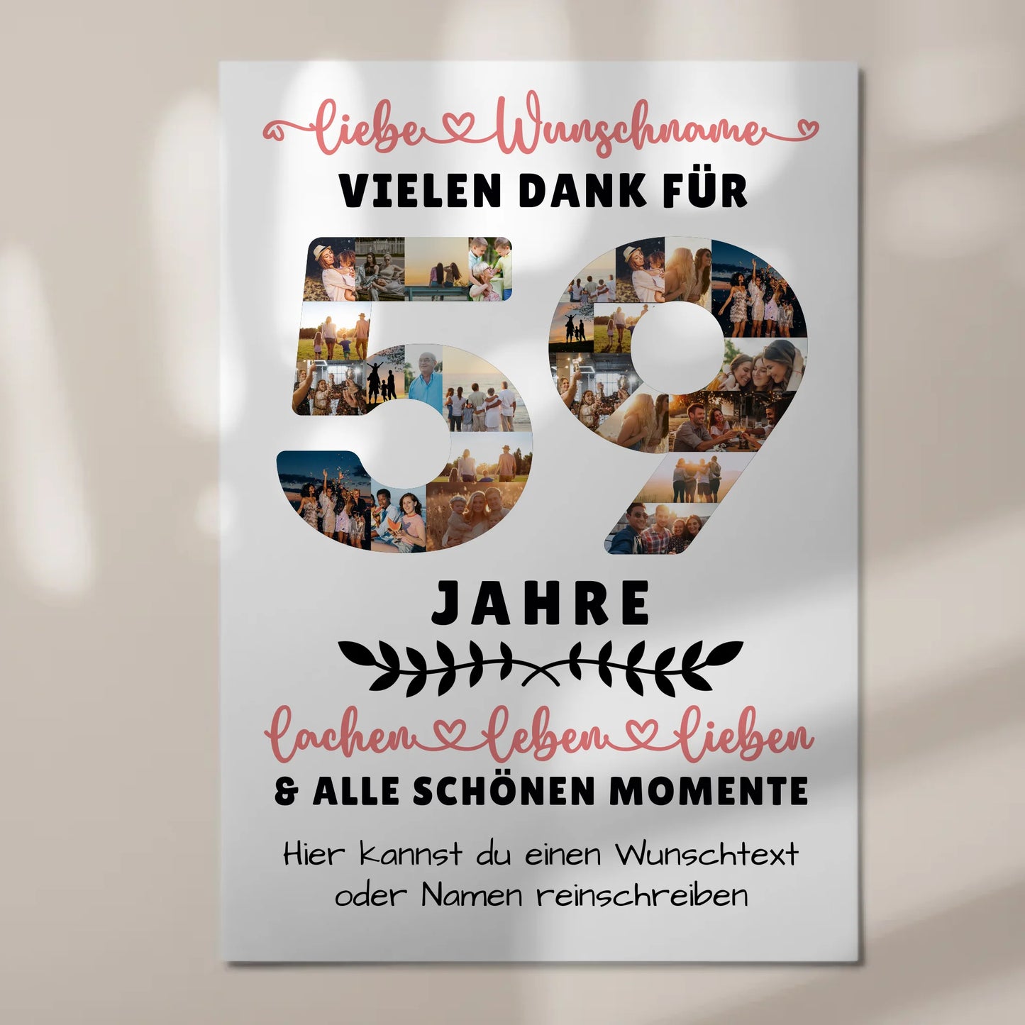 Personalisiertes Fotoboard 59 Geburtstag Für Mama Papa Schwester & Bruder