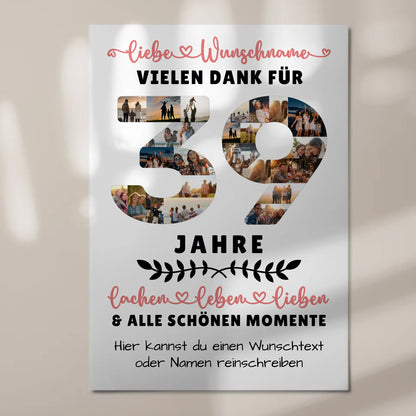 Personalisiertes Fotoboard Magnet Wandbild 39 Geburtstag Für Papa Mama Schwester & Bruder 7