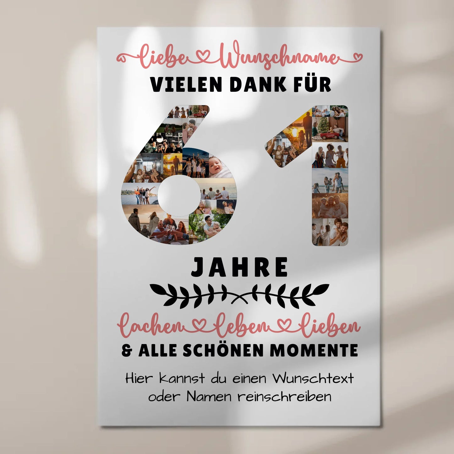 Personalisiertes Fotoboard Magnet Poster 61 Geburtstag Für Papa Mama Bruder & Schwester