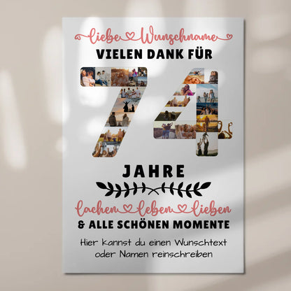 Personalisiertes Magnet Fotoboard 74 Geburtstag Für Papa Mama Oma & Opa