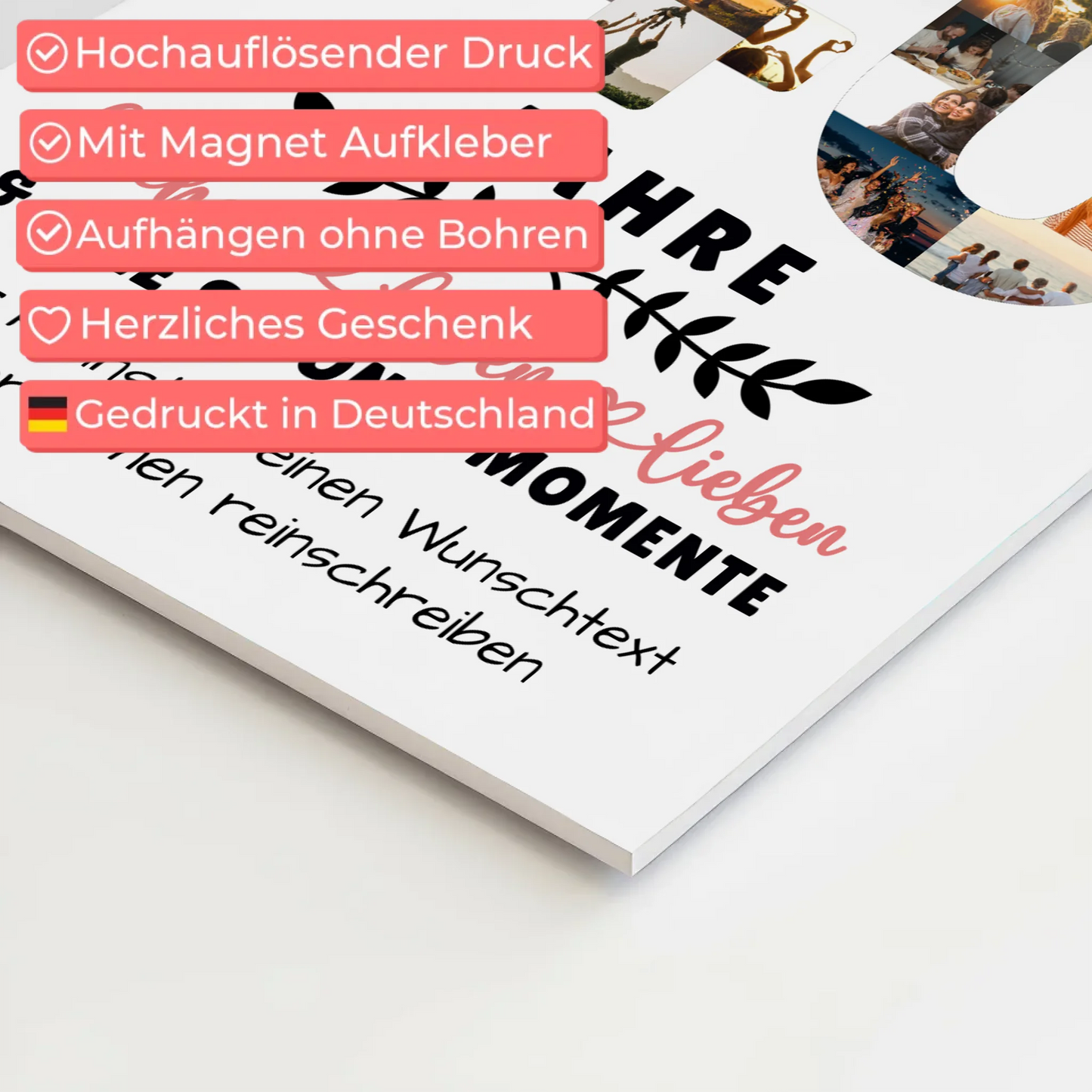 Personalisiertes Fotoboard Magnet Wandbild 40 Geburtstag Für Papa Mama Bruder & Schwester 10