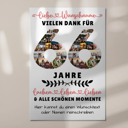 Personalisiertes Fotoboard Magnetisch 66 Geburtstag Für Mama Papa Schwester & Bruder