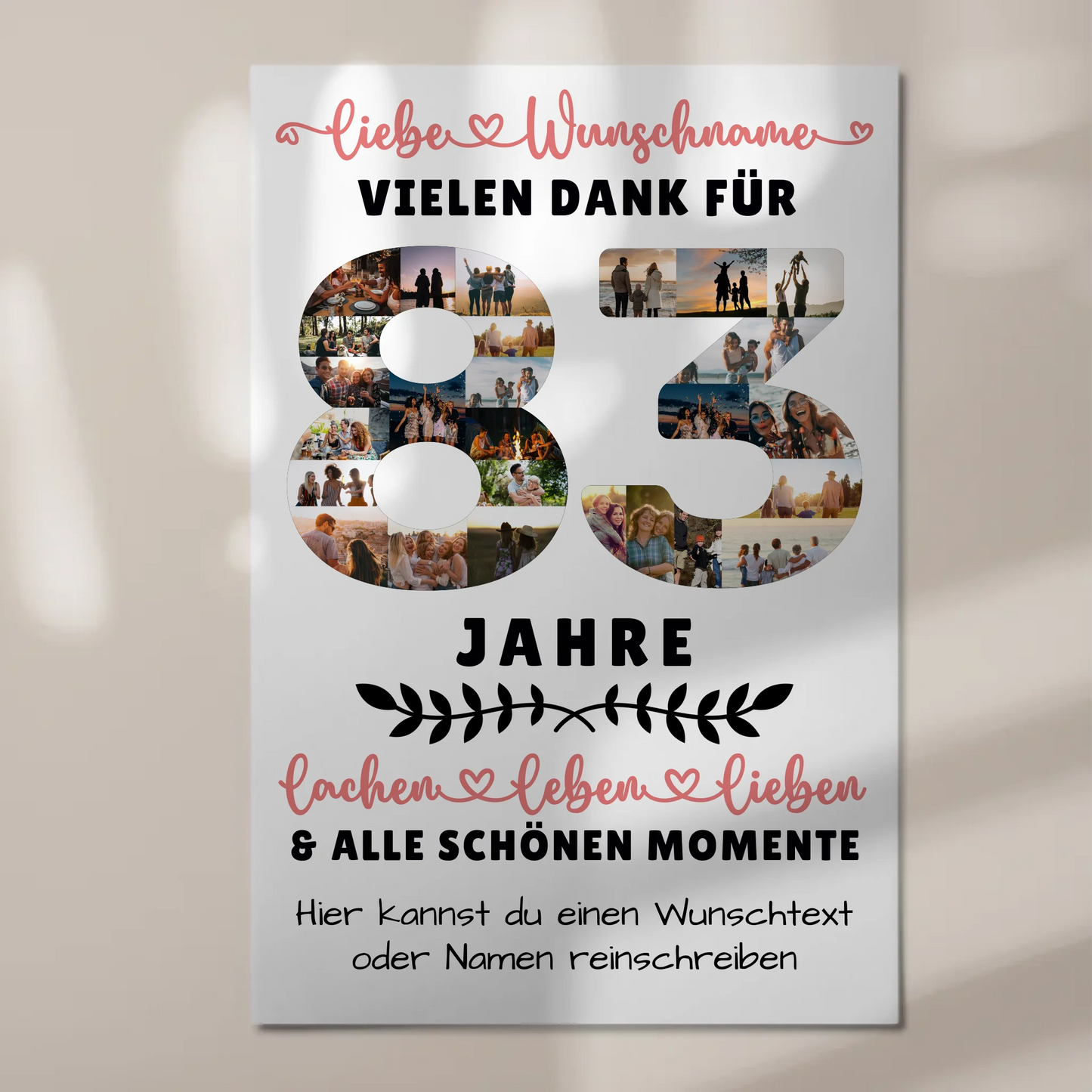 Personalisiertes Fotoboard 83 Geburtstag Für Opa Oma Papa & Mama